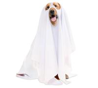 Dog Ghost Costume Adorable Funny White Dog Cape Polyester Pet Halloween Costume for Party, Trick Or Treat