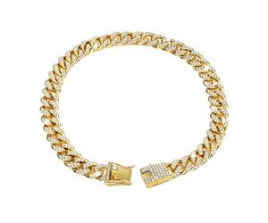 Dog Gold Chain Collar - Luxury Diamond Style Pet Choker, Golden Adjustable Necklace, Sparkling Metal Chain Accessory, Elegant Puppy Decoration | Touch for Dogs Festival Gathering Celebration