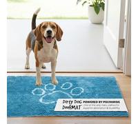 Dog Gone Smart Dirty Dog Paillasson en Microfibre Super Absorbant - Lavable en Machine avec Dos antidérapant - Taille M - Aqua