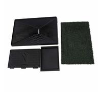 Dog Grass Potty Tray Dog Grass Pad with Tray Large Capacity Reusable Odor Resistant Puppy Training Artificial Grass Pee Pad for Indoor Outdoor Puppy Training (Large Size with Baffle)