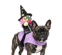 Dog Halloween Costume Pet Outfit with Adjustabl Delivers E Chest Strap | Halloween Witch Riding Small Dog Costume for Party Cosplay Event Outdoor