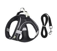 Dog Harness Leash Set for Small Dogs Adjustable Puppy Cat Harness Gilet (noir, S 4-6 kg)