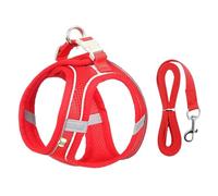 Dog Harness Leash Set for Small Dogs Adjustable Puppy Cat Harness Gilet (rouge, M 6-9 kg)