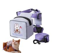 Dog Harness with Backpack, Cartoon Pet Vest Harness with Traction Rope, (18.11 inches) Adjustable Cute Bear Rabbit Dinosaur Pattern Harness for Small Dogs and Cats, Travel Camping Gear