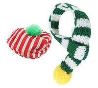 Dog Hat and Scarf Set, Knitted Pet Christmas Costume, Cozy Plush Winter Outfit with Elastic Headband and Pom Pom, Machine Washable Holiday Accessory for Small Medium Large Dogs and (S)