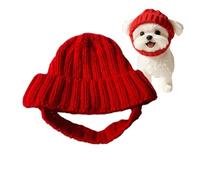Dog Hat with Ear Holes - Stretch Soft Knit Pet Beanie for Large & Medium Dogs, Comfortable Winter Snood for Cold Weather, Halloween & Christmas Photography Accessory | Red