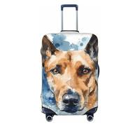 Dog Head Clipart Housse de protection élastique pour valise de voyage Motif imprimé anti-rayures, Noir , S