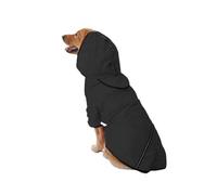 Dog Hooded Raincoat Waterproof Dog Outdoor Clothing Reflective Strip Design Suitable for Small Medium and Large Dogs(Black,2XL)