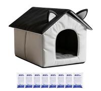 Dog House Indoor Foldable Cooling Cave Shelter Bed with 8 Ice Packs Tent
