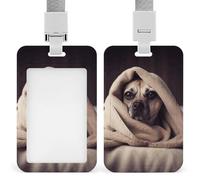 Dog in A Blanket Porte-badge avec cordon de suspension, étui de protection vertical pour carte d'identité, multi-usage pour bureau, enseignant, infirmière