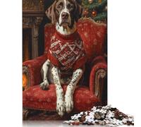 Dog in Christmas Sweater Portrait German Shorthaired Pointer in Sweater Puzzle 1000 Pièces Educa Jouet en Bois Jeu D'Intelligence Décoration Intérieure Jeu Éducatif Challenge Toy Adultes & Enfants D