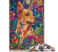 Dog in Flowers Stained Glass Puzzle 1000 Pièces Educa Jouet en Bois Divertissement Créatif De l'art De La Décoration Jeu Éducatif Challenge Toy Adultes Et Enfants À Partir De 14 Ans 1000pcs (75x50cm)
