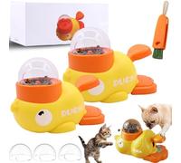 Dog Interactive Treat Dispenser, 2-in-1 Dog Treat Dispenser Toy, Duck Cat Treat Dispensers, Safe Kibble Dispensers Dogs Toy, Adjustable Food Outlet for Small to Medium Cats And Dogs (2Pc*Yellow)
