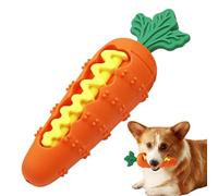 Dog Interactive Treat Dispenser Carrot Toy - Chewable Carrot-Shaped Puppy Slow Feeder | Dog Teether Toy | Silicone Squeaky Chew Toys for Large Medium Small Dogs Training and Teeth Cleaning