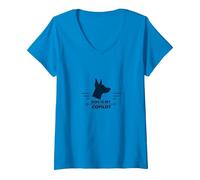 Dog is My Copilot - Aventure de Voyage pour Amoureux des Animaux T-Shirt avec Col en V, Femme, Saphir, S