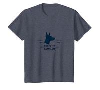 Dog is My Copilot - Aventure de Voyage pour Amoureux des Animaux T-Shirt, Enfant, Bleu Chiné, 2 Ans