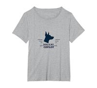 Dog is My Copilot - Aventure de Voyage pour Amoureux des Animaux T-Shirt, Femme Grandes Tailles, Gris Chiné, 1X