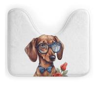 Dog is Reading A Book Tapis de toilette doux en forme de U Tapis de sol antidérapant Tapis de contour confortable en velours corail Tapis de salle de bain absorbant l'eau Tapis de bain WC