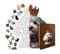 Dog Jigsaw, Wooden Relief Game Set, 7.48 inches Anti Stress Puzzle with Build, Solid Wood Brain Training Toy, Relaxation Puzzle with Creative Design, Game Night Activity for Home Use