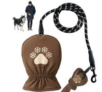 Dog Lead with Integrated Insulated Gloves, Dog Leash with Built-in Thermal Mitten, Dogs Leash with Built in Thermal Mittens, for Cold Weather Walks (1PC)