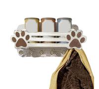 Dog Leashes Hooks for Wall - Cute Paw Floating Shelf Decorative 6 Hooks