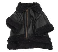 Dog Leather Jacket Winter Wind Blocking | PU Leather Motorcycle Coat with Thick Plush | Warm Dog Coat for Small/Medium/Large Dogs | Weatherproof Cold Weather Protection (S)