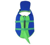 Dog Life Jacket with Chin Float and Rescue Handle for Dogs | Durable polyester flotation vest with chin support designed for water safety and swimming Bleu Vert S