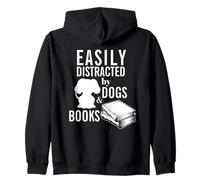 Dog Lover Bookworm Humour Lecteur Facile à distraire Sweat à Capuche