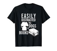 Dog Lover Bookworm Humour Lecteur Facile à distraire T-Shirt Graphique avec Valeur