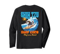 Dog Lover Cute Shih Tzu Surf Crew Surf Floof on Board Manche Longue