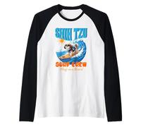 Dog Lover Cute Shih Tzu Surf Crew Surf Floof on Board Manche Raglan