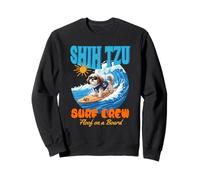 Dog Lover Cute Shih Tzu Surf Crew Surf Floof on Board Sweatshirt