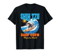 Dog Lover Cute Shih Tzu Surf Crew Surf Floof on Board T-Shirt