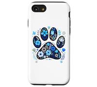 Dog Lover Dog Paw Print Floral Dog Mom Blue Flower Dog Theme Coque pour iPhone SE (2020) / 7/8