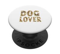 Dog Lover Typographie de Silhouette de Chien avec Empreintes de Pattes PopSockets PopGrip Adhésif