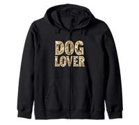 Dog Lover Typographie de Silhouette de Chien avec Empreintes de Pattes Sweat à Capuche