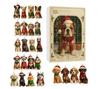 Dog Lovers Advent Calendars 2025, 24 jours de Noël Calendrier du compte à rebours 2025, 2d Acrylique Pendant Chien Ornement de l'arbre de Noël, cadeau de vacances pour la famille et les amis