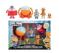 Dog Man Supa Buddies & Baddies Multipack de Figurines articulées Dog Man de 6 cm Qui Comprend Cat Kid, Petey, Lightning Dude et Commander Cupcake.