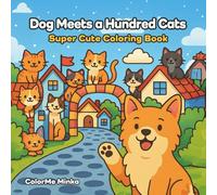 Dog Meets a Hundred Cats| Coloring Book | Black-and-white line art |Stress relief coloring