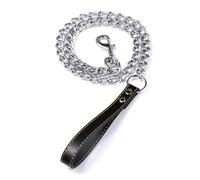 Dog Metal Chain Dog Black 2.0mm*120cm with Leather Style Handle Leash Pet Supplies Iron Towing Rope