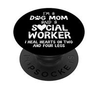 Dog Mom, assistante sociale, je soigne des cœurs sur deux et quatre pattes PopSockets PopGrip Interchangeable