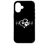 Dog Mom Cute Dog Paw Print Heart Black Coque pour iPhone 16