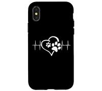 Dog Mom Cute Dog Paw Print Heart Black Coque pour iPhone X/XS