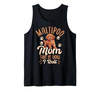 Dog Mom Dog Athusiast How I Roll Pet Lover Maltipoo Mom Débardeur