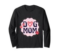 Dog Mom Heart and Paw Prints Graphic Manche Longue