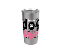 Dog Mom - Lettrage cool avec motif pattes Gobelet isotherme en acier inoxydable double paroi
