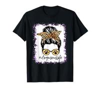 Dog Mom Life Chignon désordonné Imprimé léopard T-Shirt