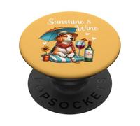 Dog Mom Wine Lover Sunshine Wine Drinking Summer Vibes Beach PopSockets PopGrip Adhésif