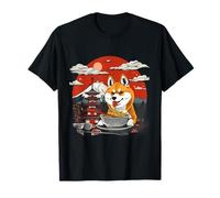 Dog Noodle Art Pagode Tower Mount Fuji Chien Mangeant Ramen T-Shirt