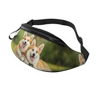 Dog On The Lawn Sac banane pour homme et femme, sac banane en polyester imprimé pour voyage, marche, sport avec sangle réglable, Noir , Taille unique